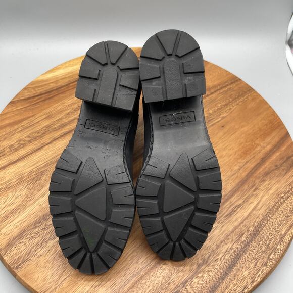 Vince Henderson Boots Womens Size 7 M Black Leather Block Heel Bootie Casual - Picture 7 of 10